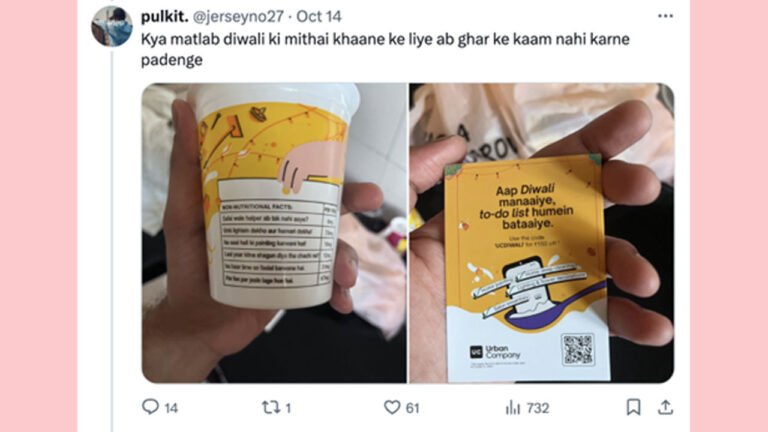 Social Media Buzzes Over Urban Company’s Cheeky ‘Dimaag ka Dahi’ Diwali Surprise