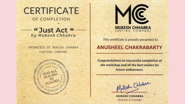 Anusheel Chakrabarty Honed His Craft at Mukesh Chhabra`s “Just Act” Workshop: A Step Towards Stardom!
